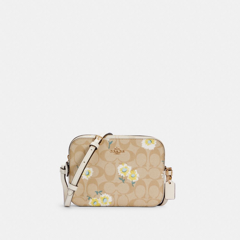 MINI CAMERA BAG IN SIGNATURE CANVAS WITH DAISY PRINT - C3354 - IM/LIGHT KHAKI CHALK MULTI