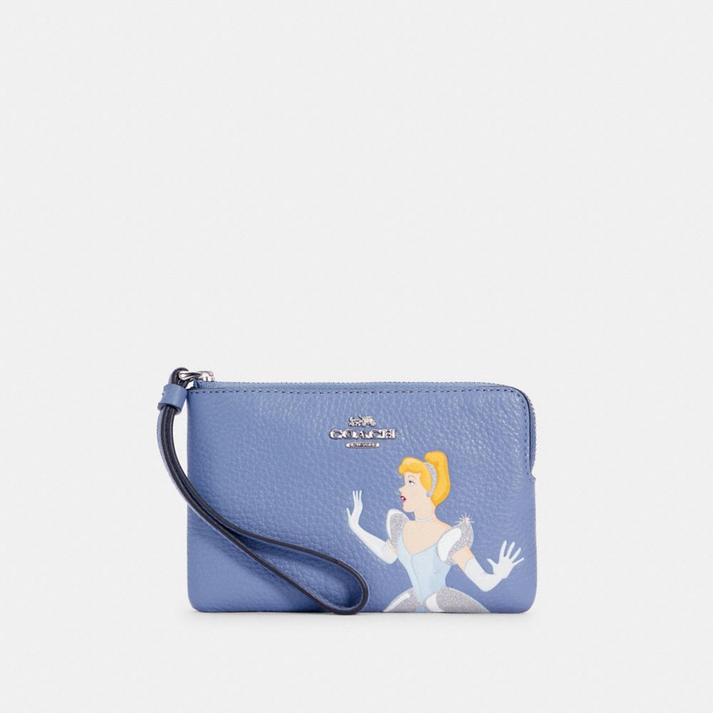 DISNEY X COACH CORNER ZIP WRISTLET WITH CINDERELLA - SV/PERIWINKLE MULTI - COACH C3361