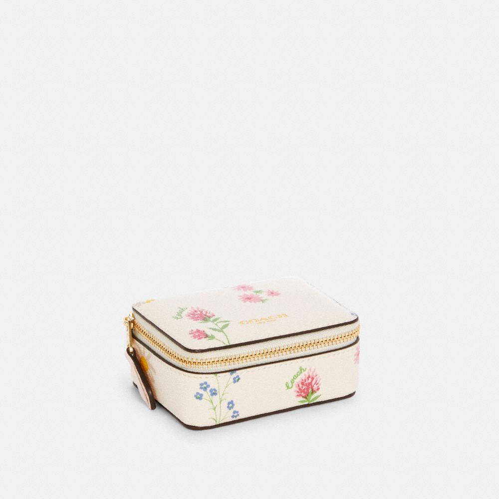 TRIPLE PILL BOX WITH SPACED WILDFLOWER PRINT - C3364 - IM/CHALK MULTI