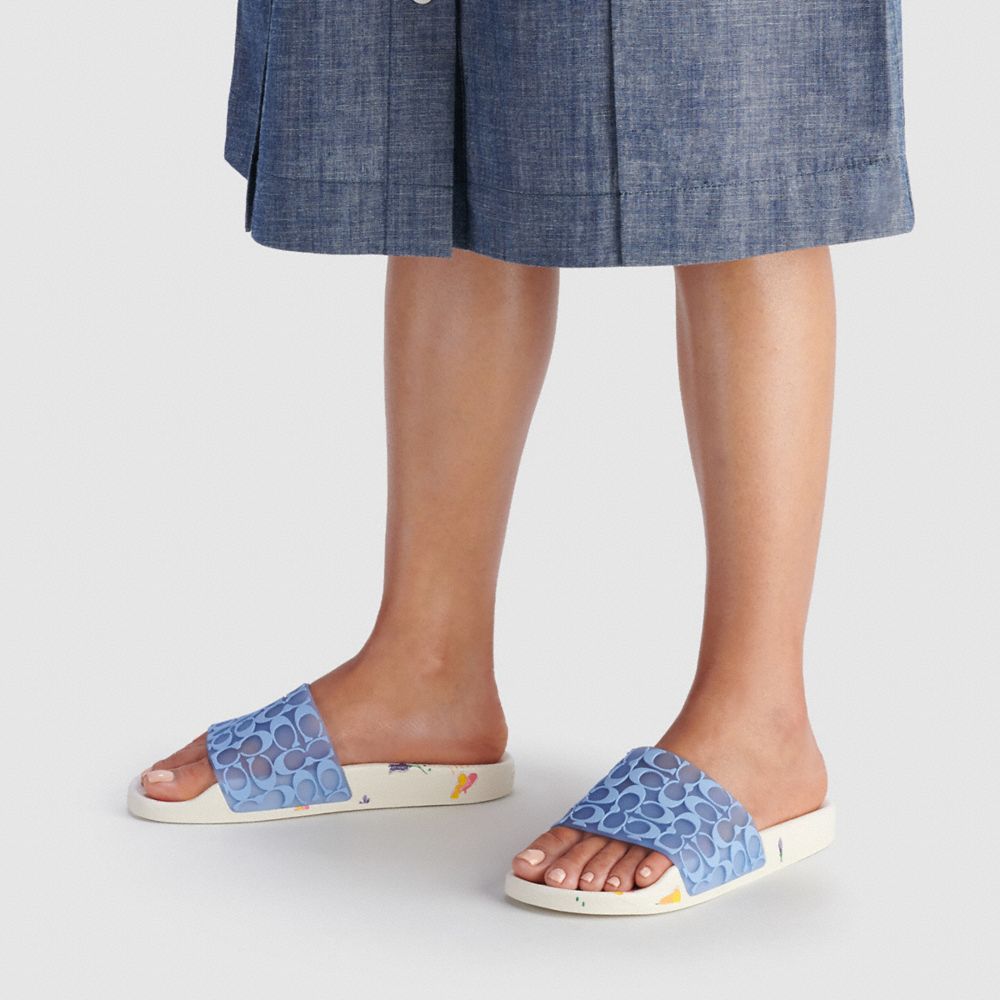 coach udele signature rubber slides