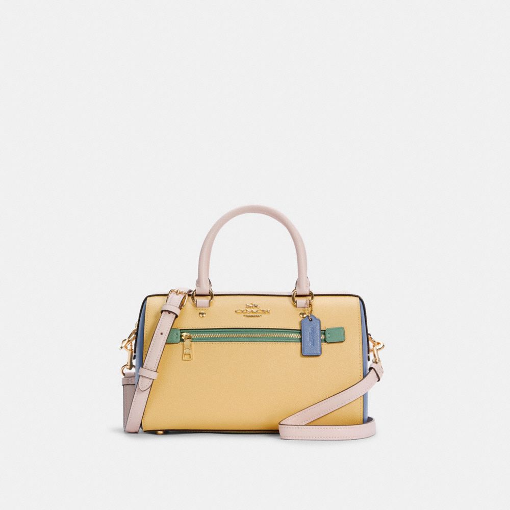 COACH C3428 ROWAN SATCHEL IN COLORBLOCK IM/VANILLA CREAM MULTI