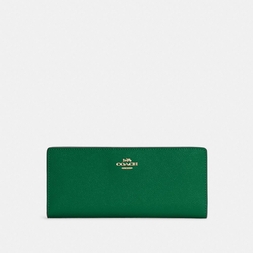 COACH C3440 Slim Wallet SILVER/GREEN