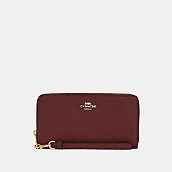 COACH C3441 Long Zip Around Wallet GOLD/BLACK CHERRY