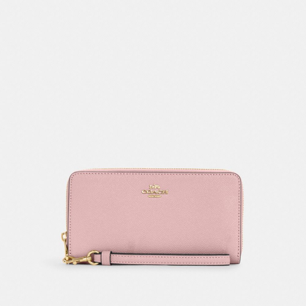 Long Zip Around Wallet - C3441 - Gold/Powder Pink