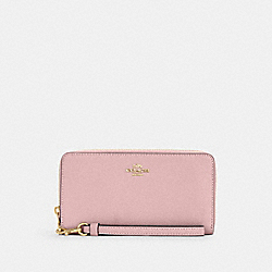 COACH C3441 Long Zip Around Wallet GOLD/POWDER PINK