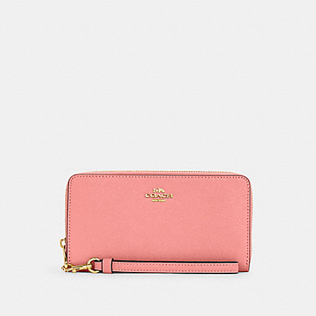 COACH C3441 Long Zip Around Wallet Gold/Candy-Pink