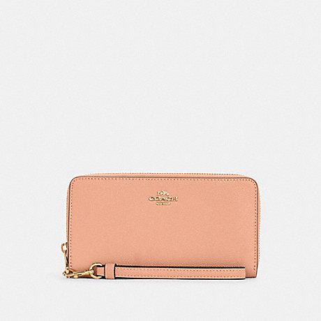 COACH Long Zip Around Wallet - GOLD/FADED BLUSH - C3441
