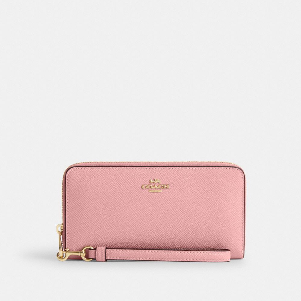 COACH C3441 Long Zip Around Wallet GOLD/LIGHT BLUSH