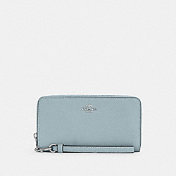 Long Zip Around Wallet - C3441 - Silver/POWDER BLUE