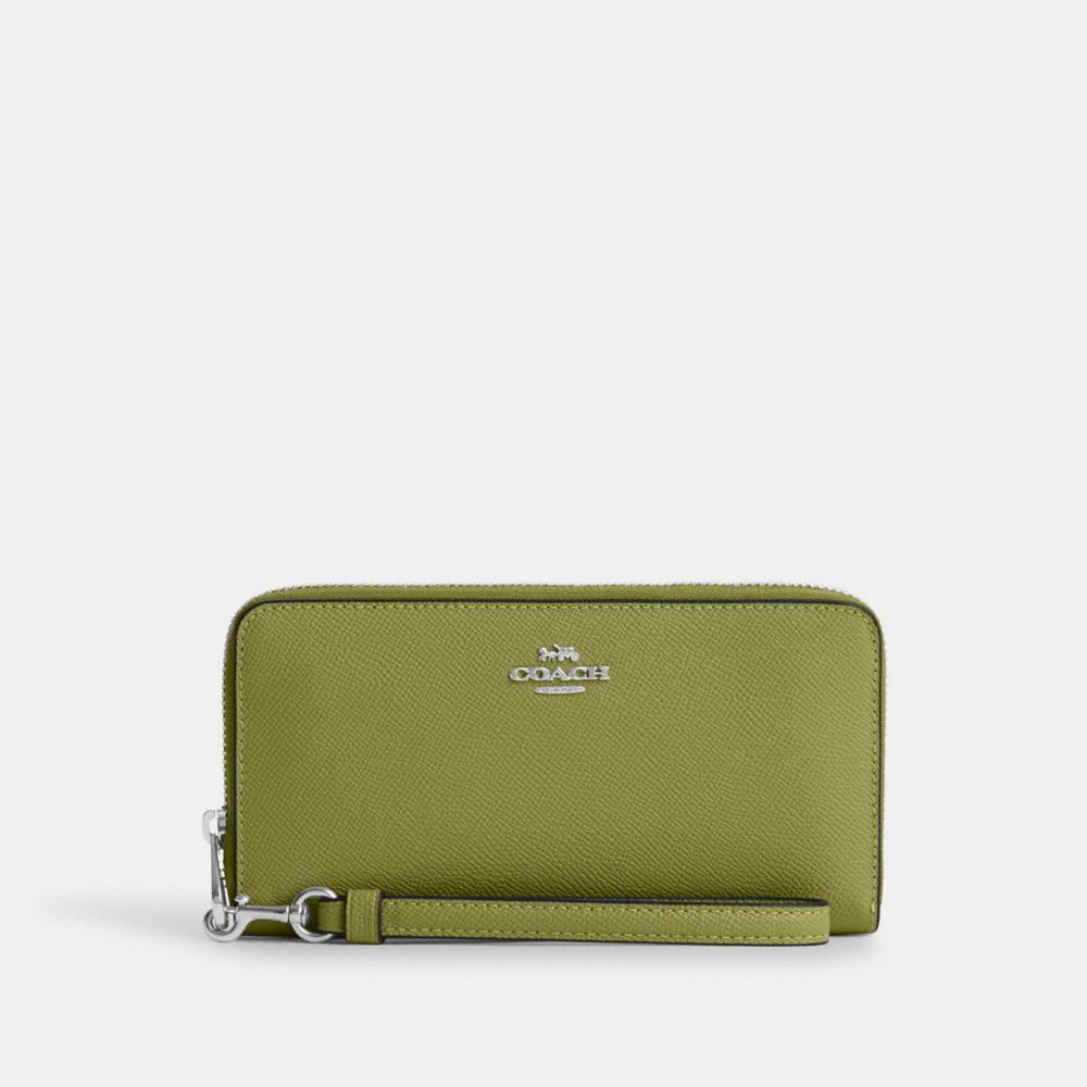 Long Zip Around Wallet - C3441 - Silver/Yellow Green