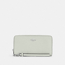 COACH C3441 Long Zip Around Wallet SILVER/LIGHT SAGE