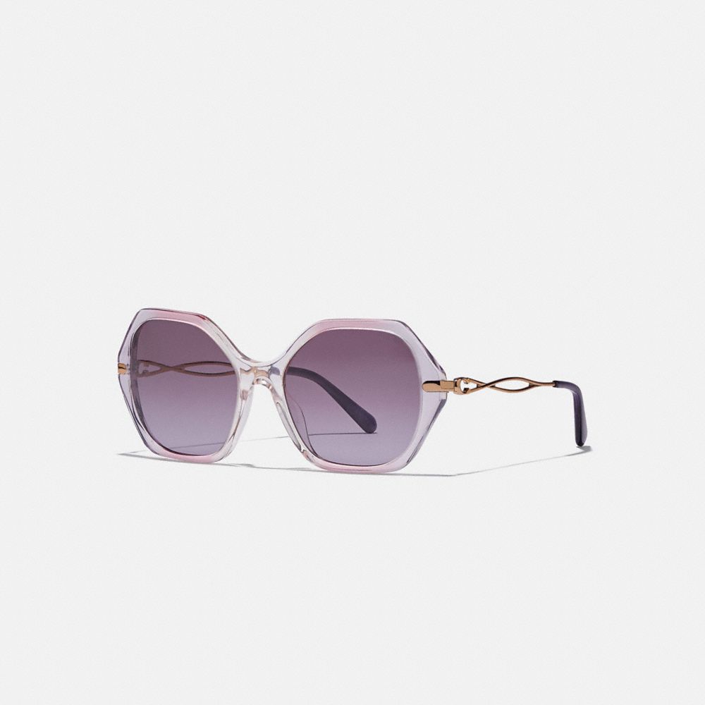 COACH C3445 - Sculpted Signature Hexagon Sunglasses TRANSPARENT VIOLET GRADIENT