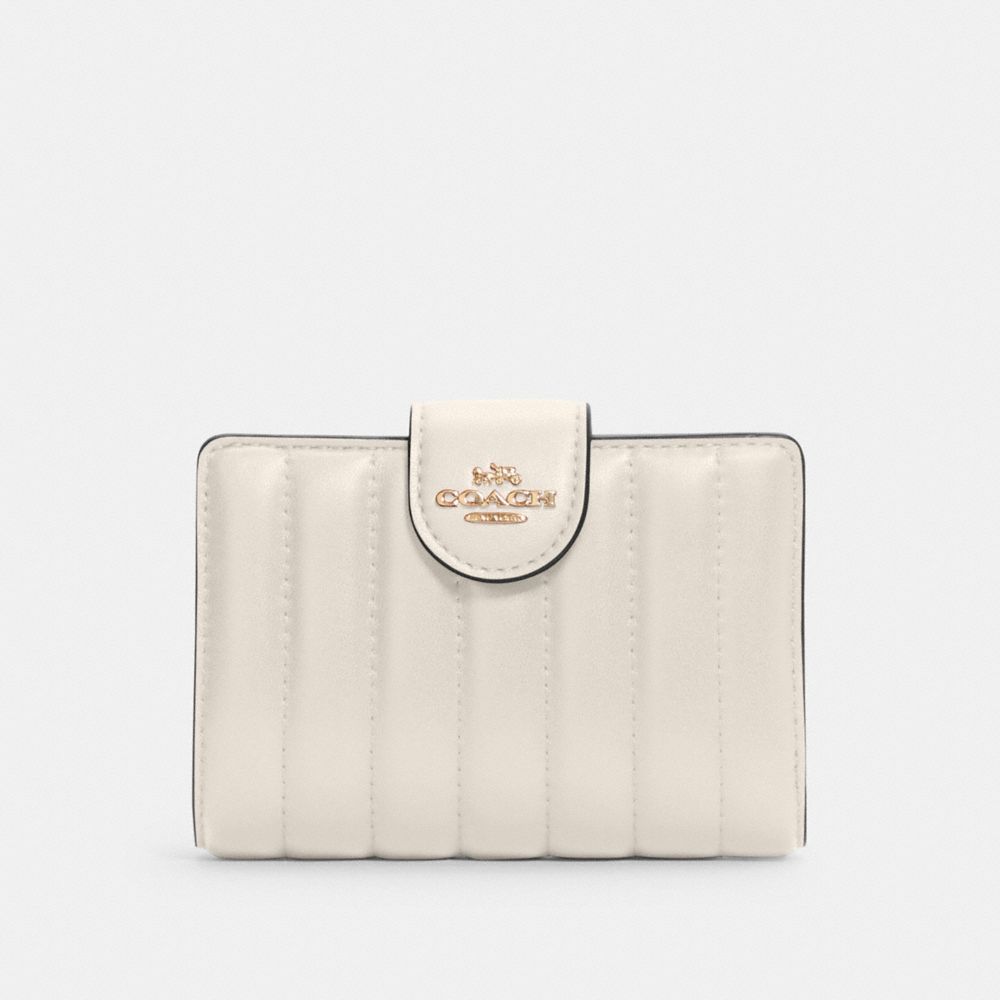 COACH Medium Corner Zip Wallet With Quilting - GOLD/CHALK - C3454