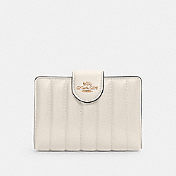 COACH Medium Corner Zip Wallet With Quilting - GOLD/CHALK - C3454