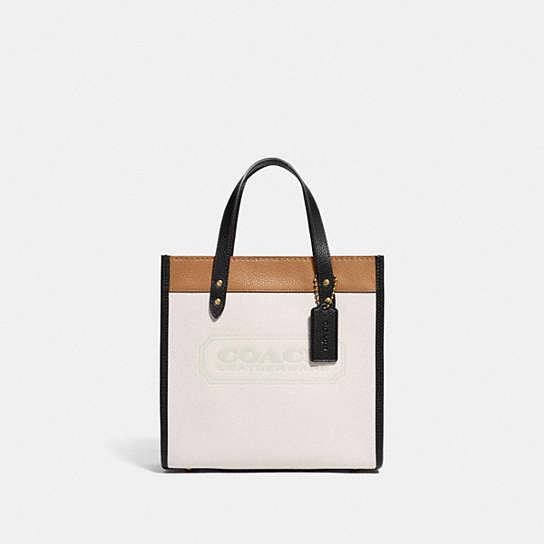 C3461 - Field Tote 22 In Colorblock With Coach Badge Brass/Chalk Multi