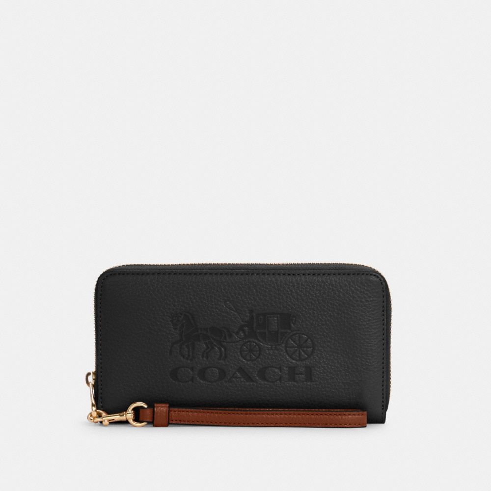 LONG ZIP AROUND WALLET WITH HORSE AND CARRIAGE - C3548 - IM/BLACK/REDWOOD