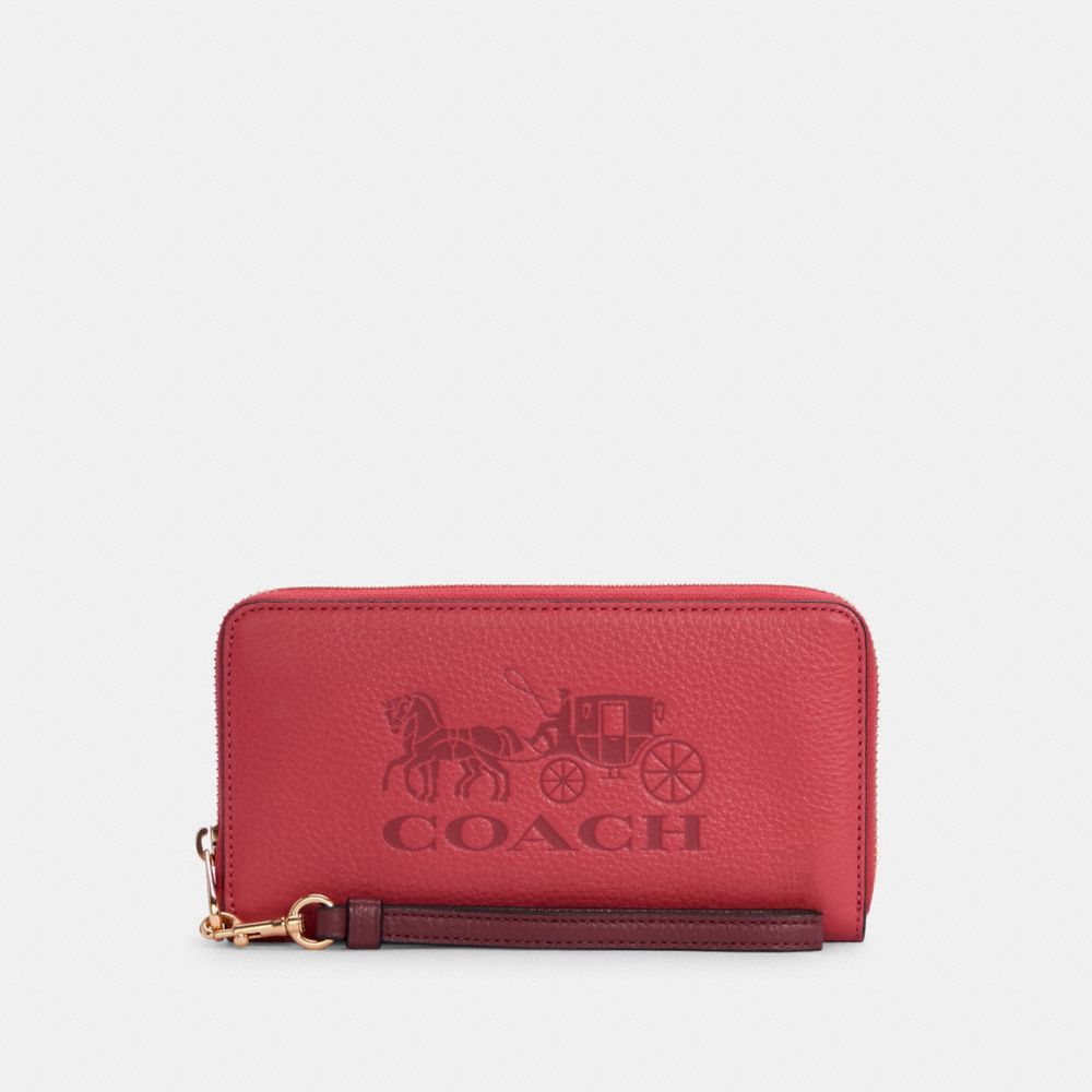 COACH C3548 Long Zip Around Wallet With Horse And Carriage IM/POPPY/VINTAGE MAUVE