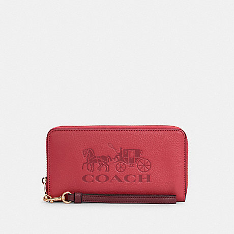 COACH LONG ZIP AROUND WALLET WITH HORSE AND CARRIAGE - IM/POPPY/VINTAGE MAUVE - C3548