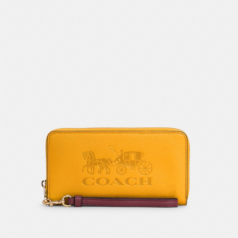 LONG ZIP AROUND WALLET WITH HORSE AND CARRIAGE - C3548 - IM/OCHRE/VINTAGE MAUVE