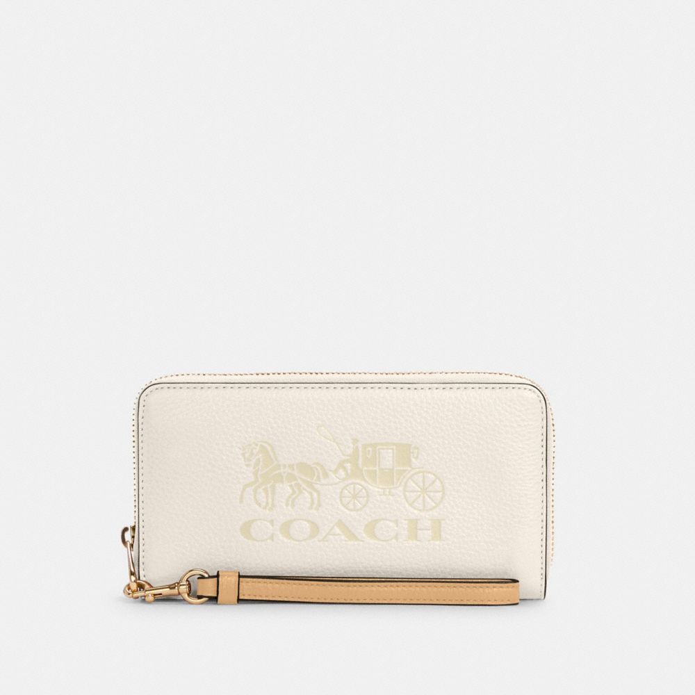 COACH C3548 LONG ZIP AROUND WALLET WITH HORSE AND CARRIAGE IM/CHALK/VANILLA CREAM