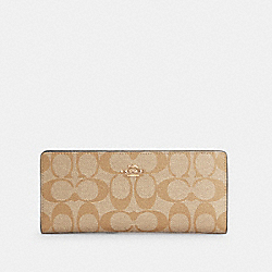 COACH C3549 Slim Wallet In Signature Canvas IM/LIGHT KHAKI CHALK