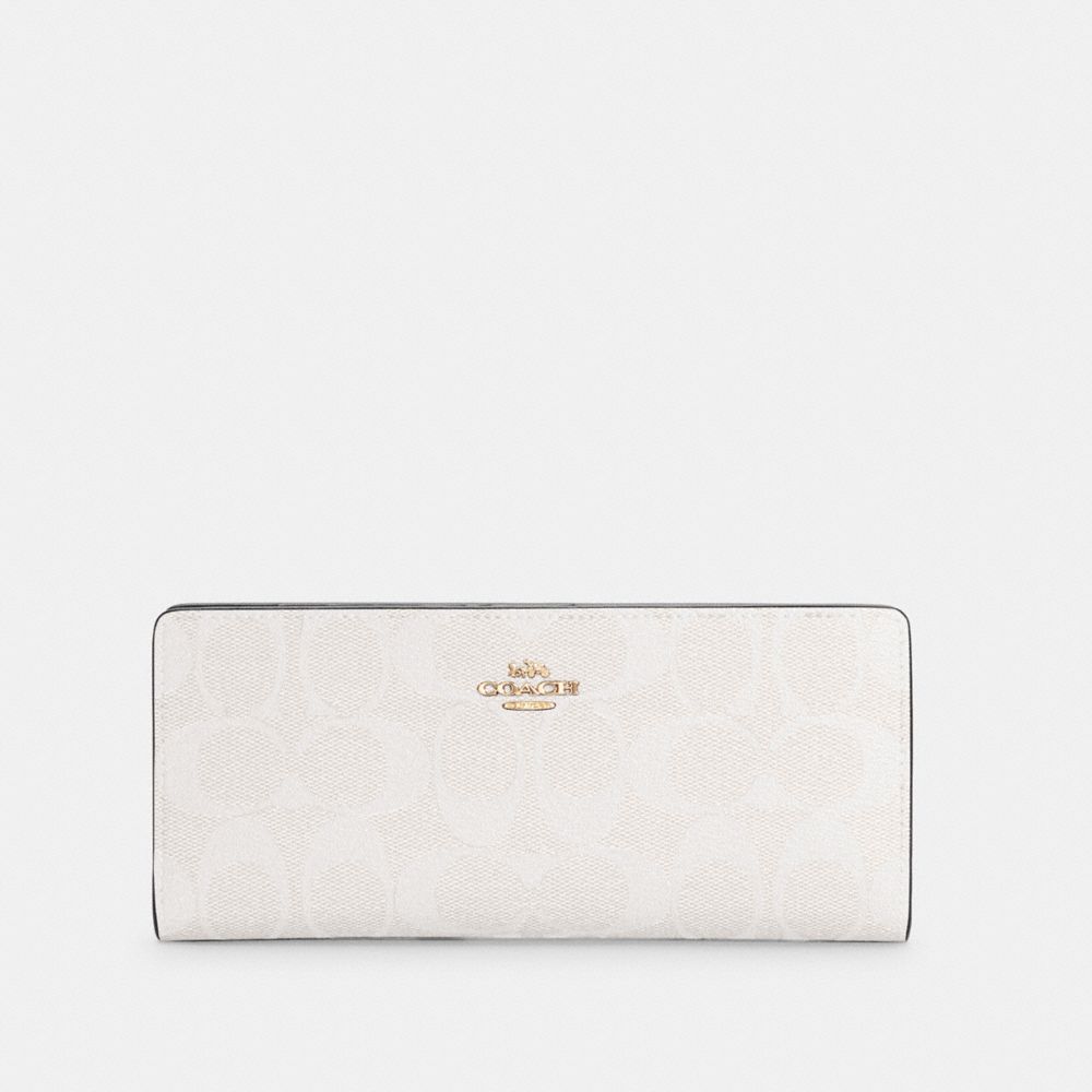 COACH C3549 SLIM WALLET IN SIGNATURE CANVAS IM/CHALK/GLACIERWHITE