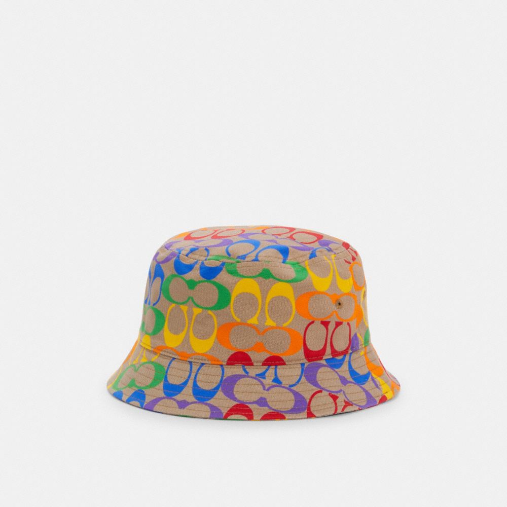 COACH C3578 RAINBOW SIGNATURE BUCKET HAT RAINBOW SIGNATURE