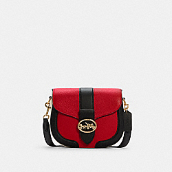 COACH C3596 Georgie Saddle Bag In Colorblock GOLD/BRIGHT POPPY MULTI