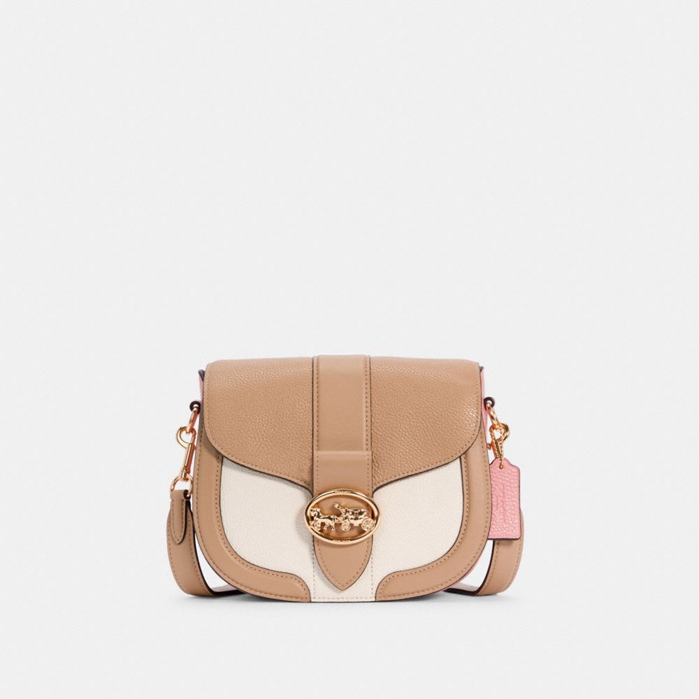 GEORGIE SADDLE BAG IN COLORBLOCK - C3596 - IM/TAUPE MULTI