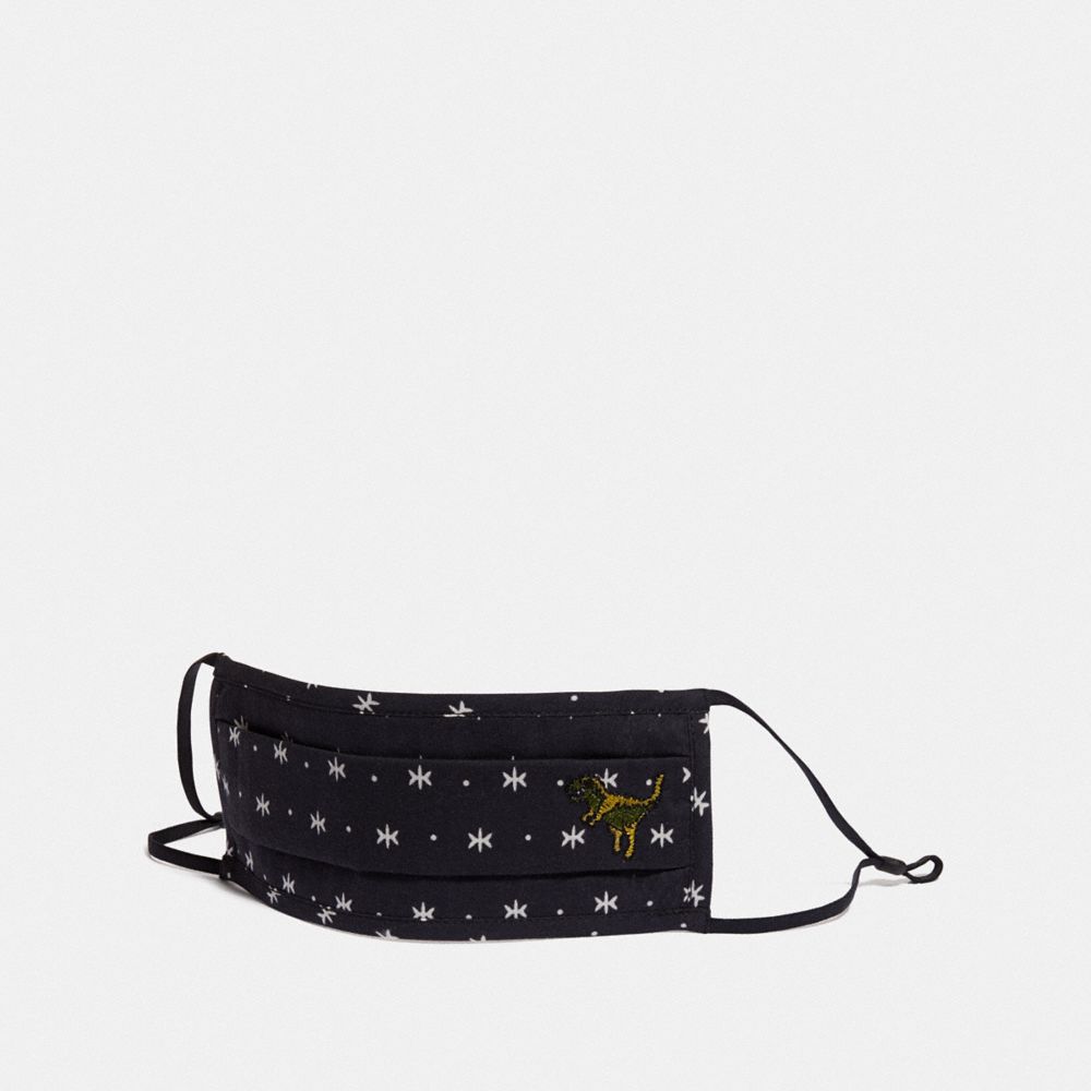 COACH C3601 Rexy Face Mask With Star Dot Print BLACK/WHITE