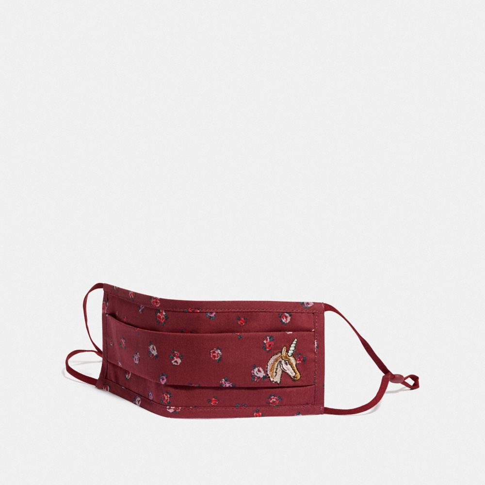 COACH C3602 Uni Face Mask With Mini Vintage Rose Print BURGUNDY