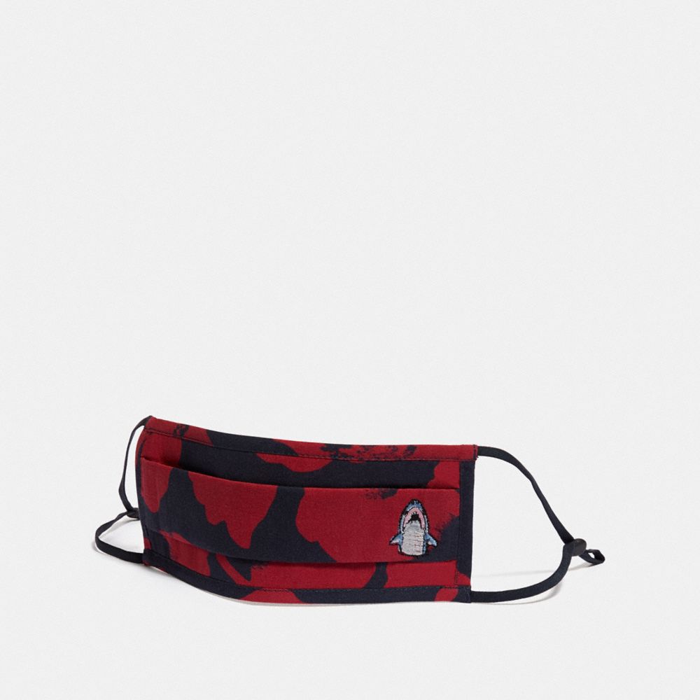 SHARKY FACE MASK WITH WILD FLOWER CAMO PRINT - NAVY/RED - COACH C3603