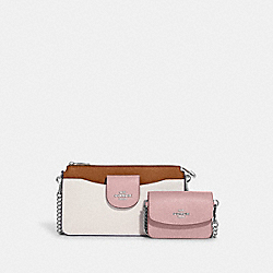 Poppy Crossbody With Card Case In Colorblock - C3608 - Silver/Chalk/Powder Pink Multi