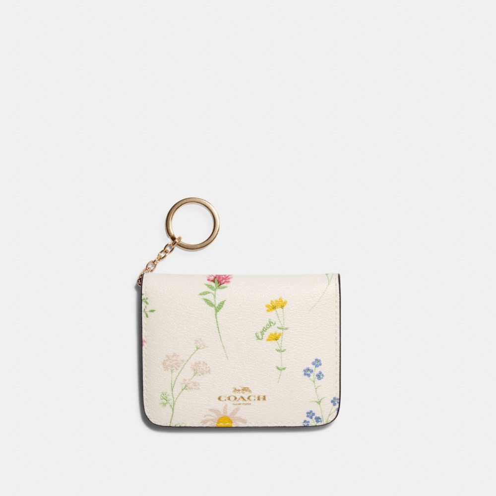 COACH C3645G Complimentary Card Case  GOLD/CHALK MULTI