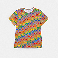 COACH C3670 Rainbow Signature T-shirt KHAKI MULTI