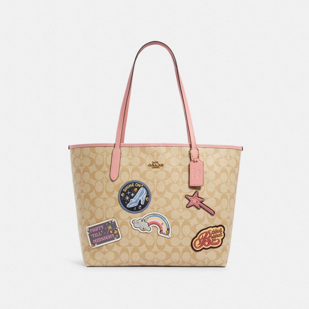 COACH C3724 - DISNEY X COACH CITY TOTE IN SIGNATURE CANVAS WITH PATCHES IM/LIGHT KHAKI MULTI