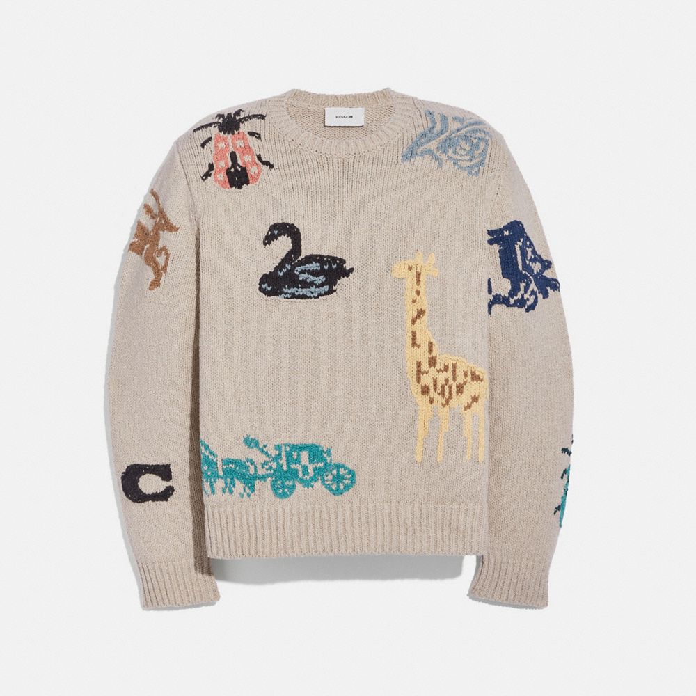 Animal Group Intarsia Sweater