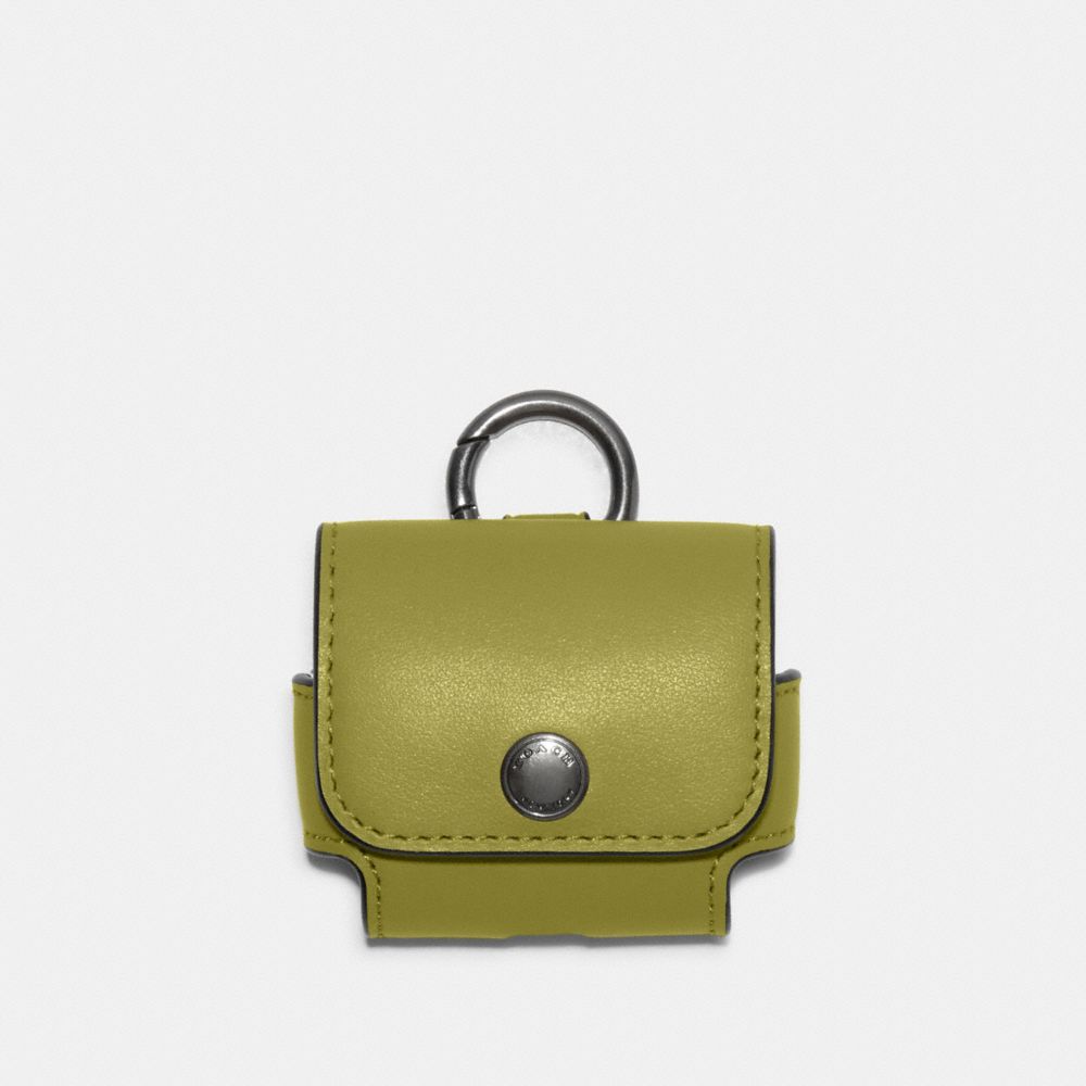 COACH C3749 - Wireless Earbud Case GUNMETAL/LIME GREEN