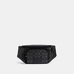 COACH C3765 Track Belt Bag In Signature Canvas GUNMETAL/CHARCOAL/BLACK