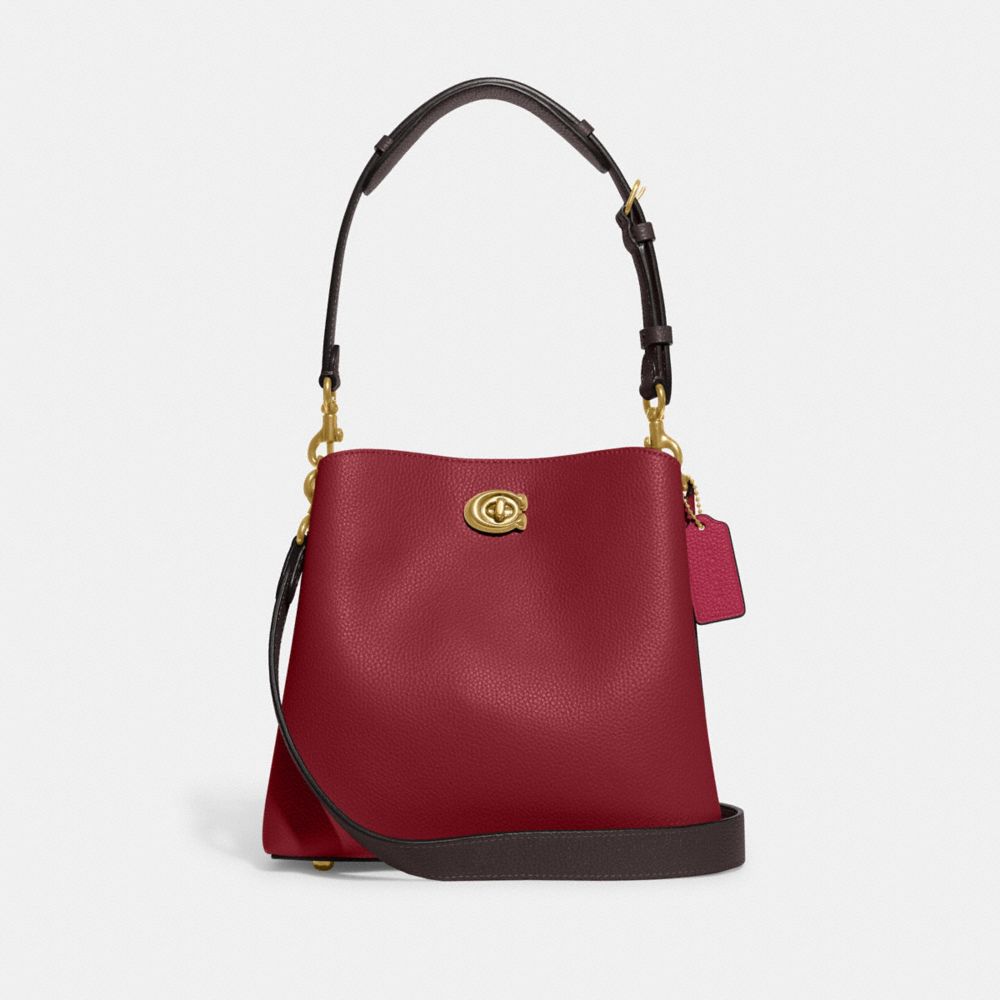 Willow Bucket Bag In Colorblock - C3766 - Brass/Cherry
