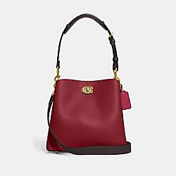 COACH C3766 Willow Bucket Bag In Colorblock BRASS/CHERRY