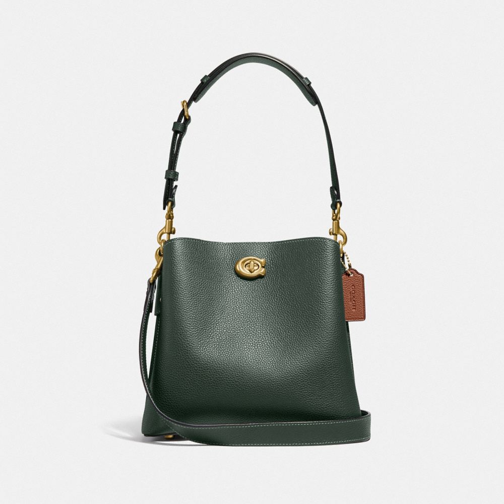 COACH C3766 Willow Bucket Bag In Colorblock BRASS/AMAZON GREEN MULTI