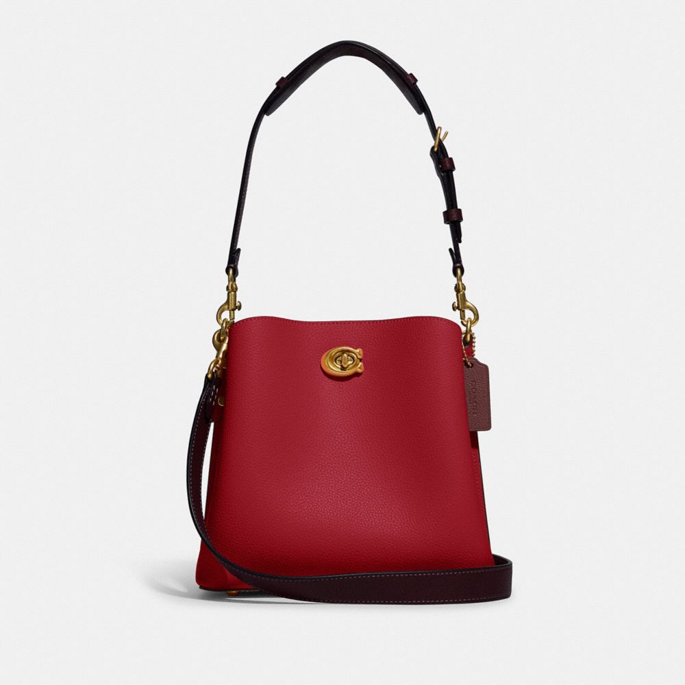 COACH C3766 - WILLOW BUCKET BAG IN COLORBLOCK - BRASS/BRICK RED MULTI ...