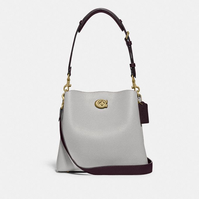 coach willow bucket bag in colorblock leather