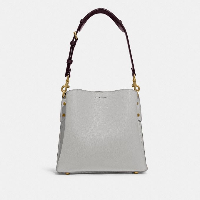 coach willow bucket bag in colorblock leather