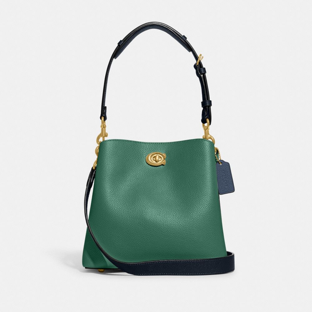 COACH C3766 Willow Bucket Bag In Colorblock BRASS/BRIGHT GREEN MULTI