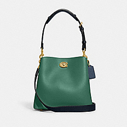 Willow Bucket Bag In Colorblock - C3766 - Brass/Bright Green Multi
