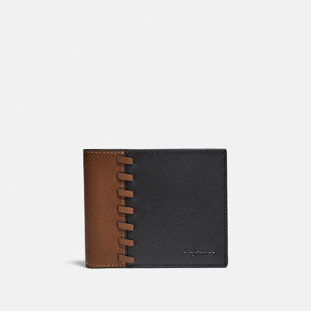 C3785 - 3 In 1 Wallet In Colorblock With Whipstitch Black/Dark Saddle