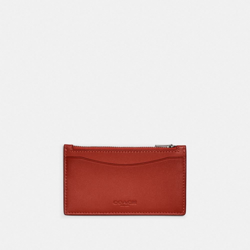 COACH C3787 Zip Card Case In Colorblock Red Sand/Oxblood
