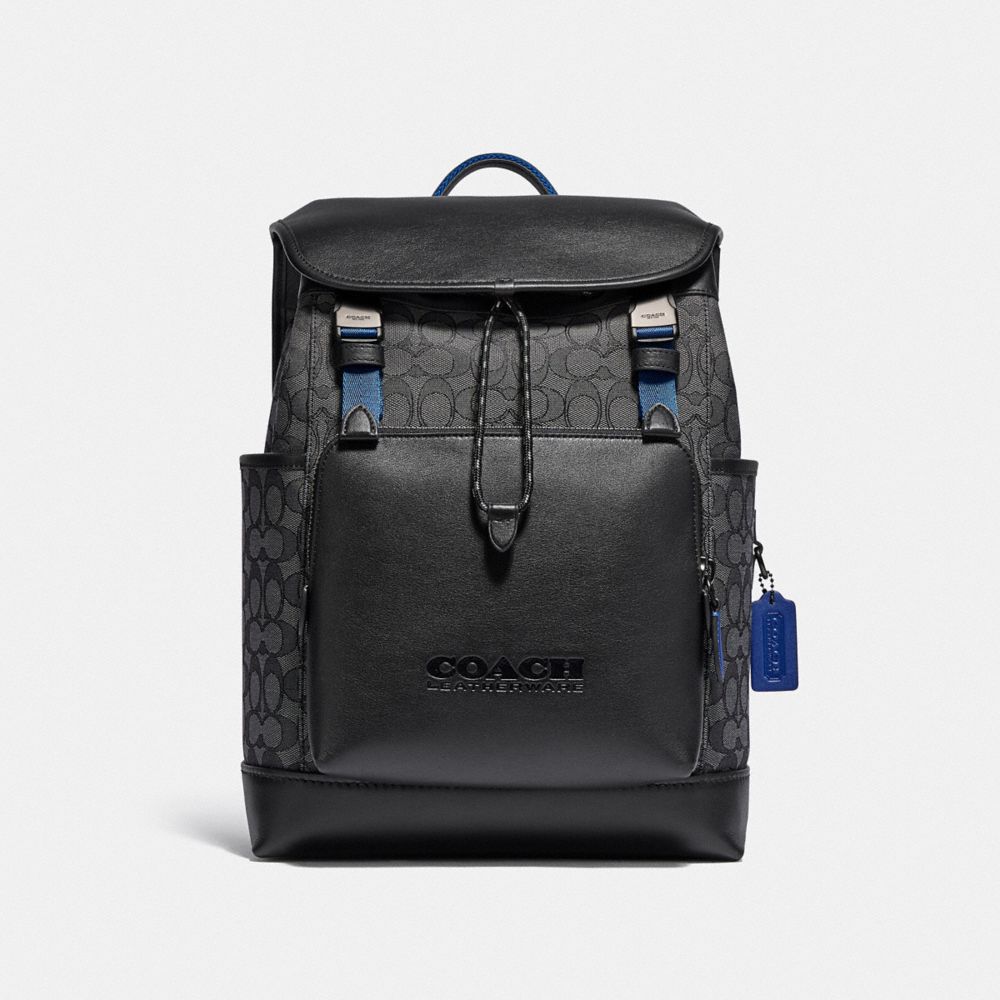 LEAGUE FLAP BACKPACK IN SIGNATURE JACQUARD